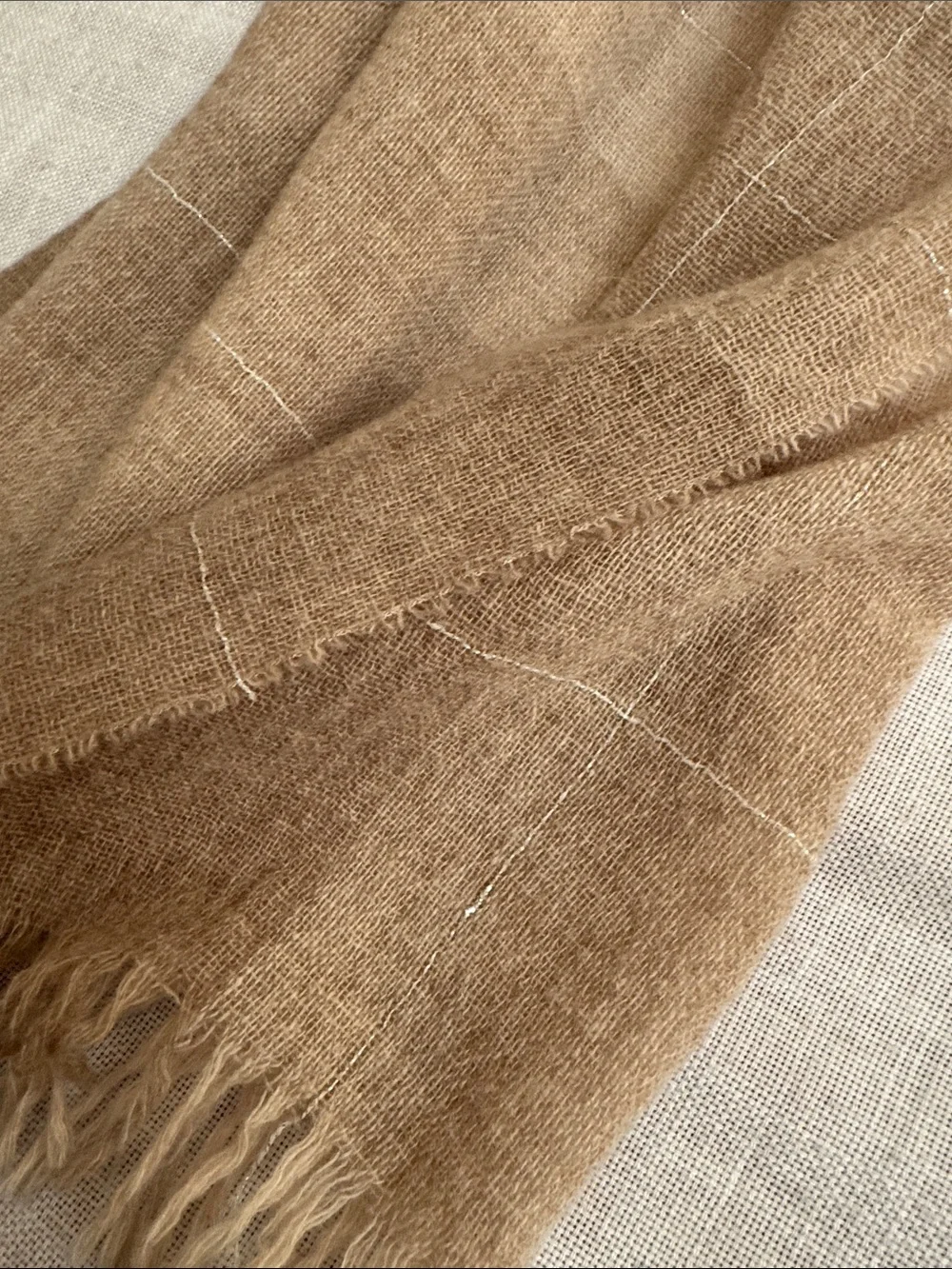 Falconeri Luxurious Wool Beige Shawl Wrap Oversized Scarf 28”x75” Made in Italy